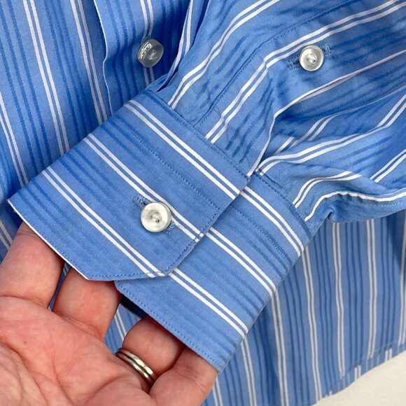 Robert Graham Dress Shirt Men 43/17 Blue Striped Long Sleeve Button Up - Picture 9 of 13